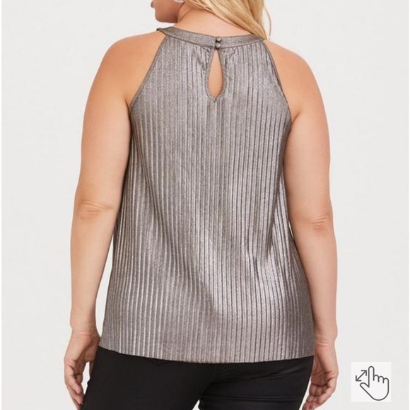 Torrid Gold Pleated Metallic Knit High Neck Sleeveless Tank Women’s Plus Size 5X - Picture 2 of 7
